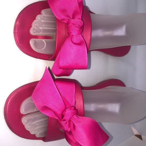 OKA Slip-on Barbiecore Pink Bow Sandals Women's Size Large - Picture 2 of 8
